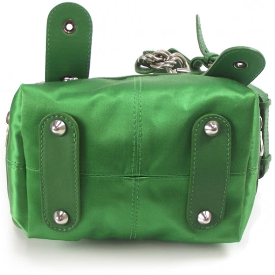 Satin Leather Chain Bag Green