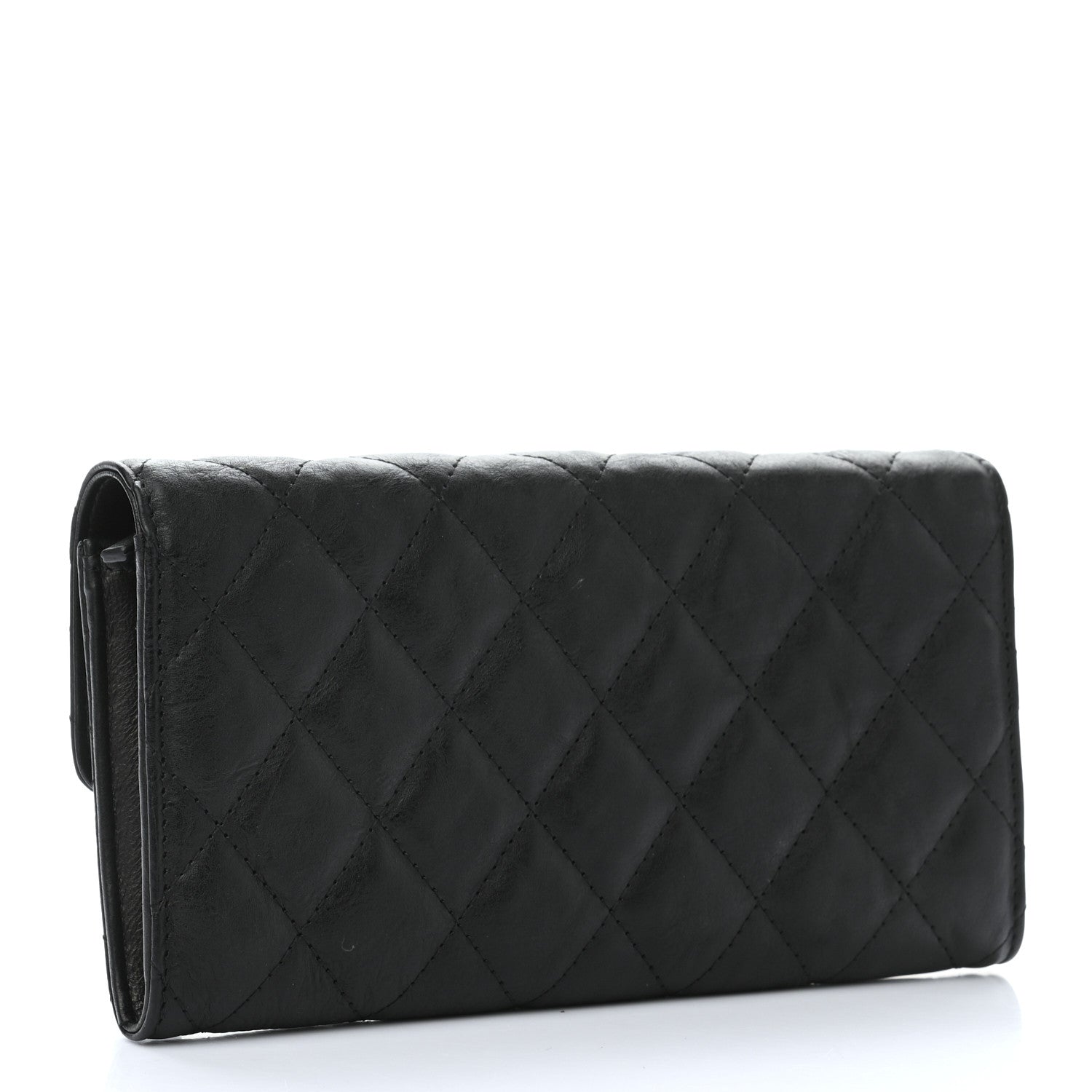 Chanel Crumpled Calfskin Quilted Large Reissue Gusset Flap Wallet Black 3 of 9