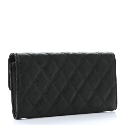 Chanel Crumpled Calfskin Quilted Large Reissue Gusset Flap Wallet Black 3 of 9