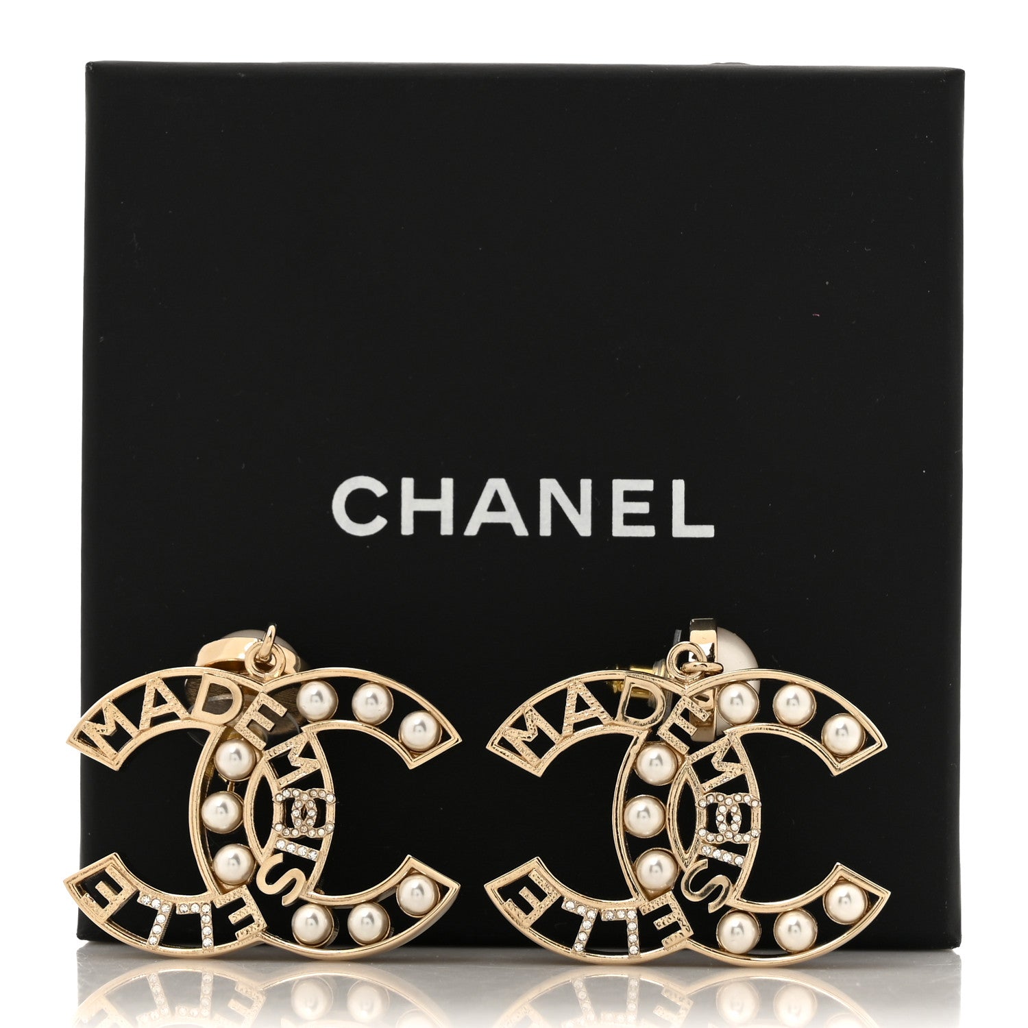 Chanel Metal Pearl Mademoiselle Drop Earrings Gold 5 of 5