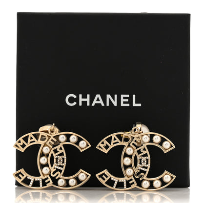 Chanel Metal Pearl Mademoiselle Drop Earrings Gold 5 of 5