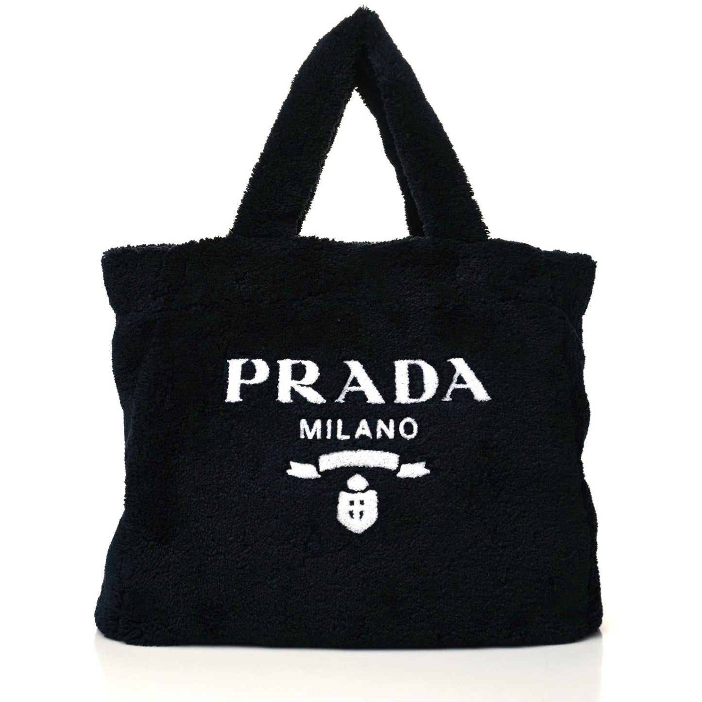 Terry Cloth Tote Bag Black White