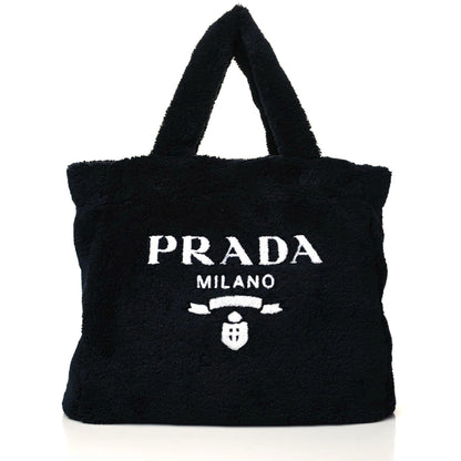 Prada Terry Cloth Tote Bag Black White 1 of 10