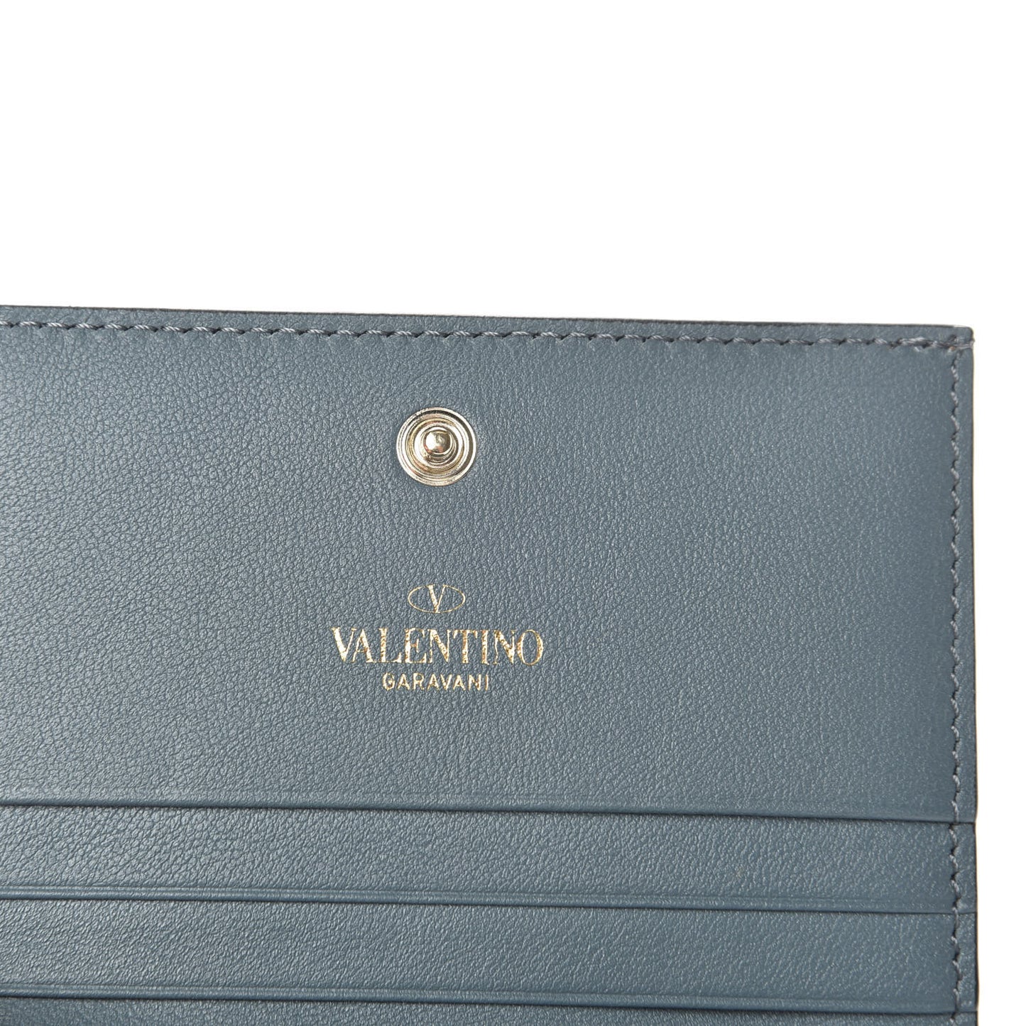 Calfskin Rockstud French Flap Wallet Sarcelle