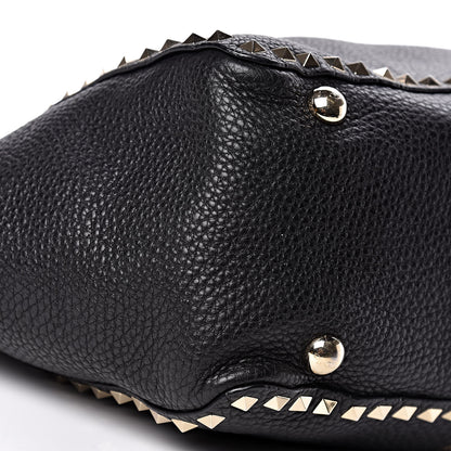 Valentino Garavani Pebbled Calfskin Medium Rockstud Tote Black 8 of 10