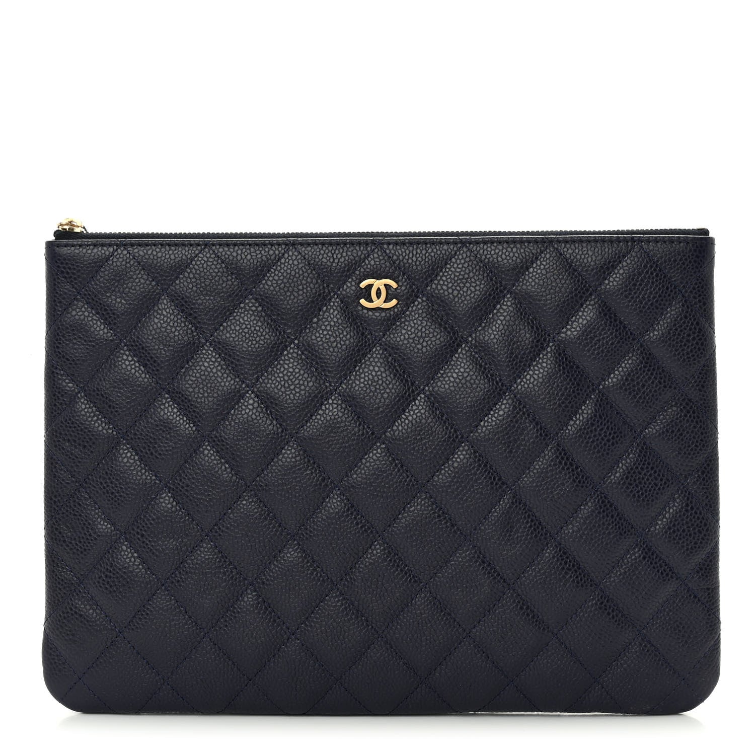 Chanel Caviar Quilted Medium Cosmetic Case Navy 1 of 7