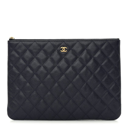 Chanel Caviar Quilted Medium Cosmetic Case Navy 1 of 7