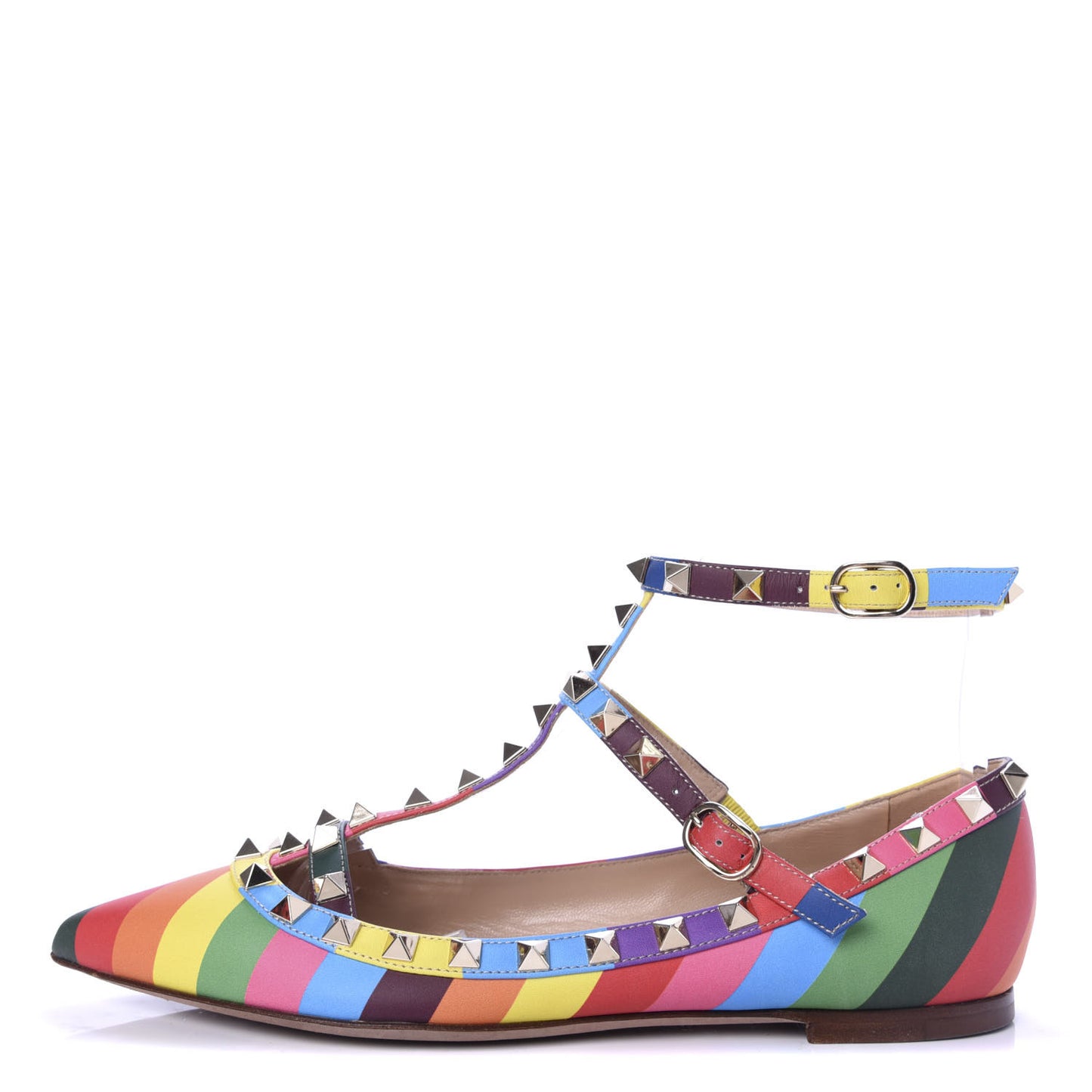 Calfskin 1973 Rockstud Cage Ballerina Flats 36.5 Multicolor