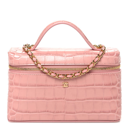 Chanel Calfskin Crocodile Embossed Crococo Exoticoco Vanity With Chain Light Pink 1 of 11