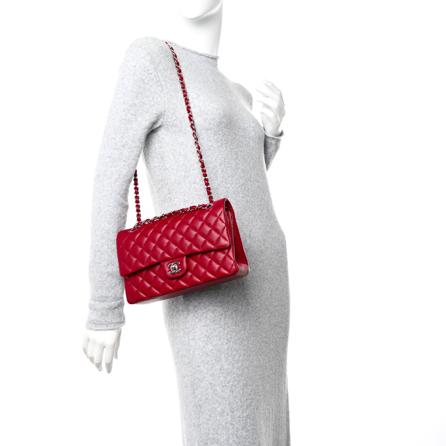 Chanel Caviar Quilted Medium Double Flap Dark Red 2 of 10