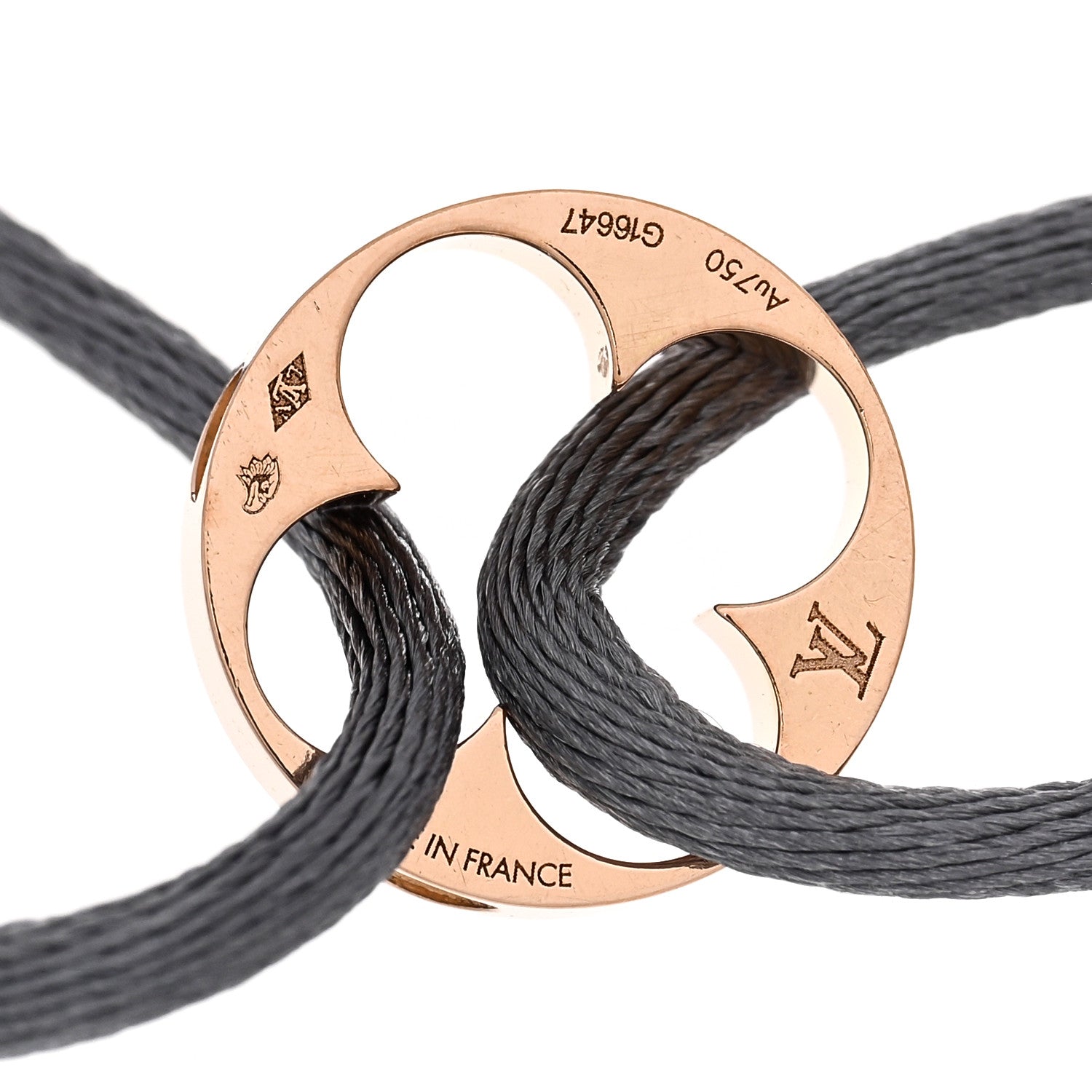 Louis Vuitton 18K Pink Gold Empreinte Adjustable Cord Bracelet Gray 3 of 4