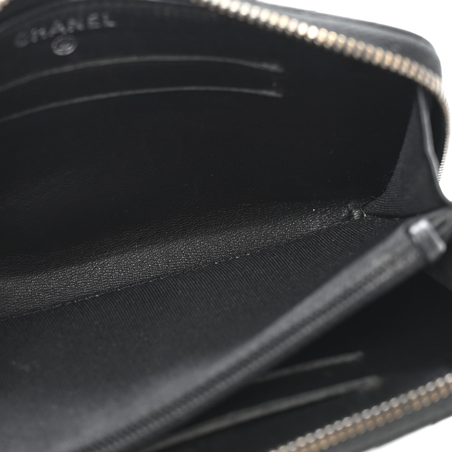 Chanel Lambskin Chevron Quilted Zip Around Wallet Black 5 of 10