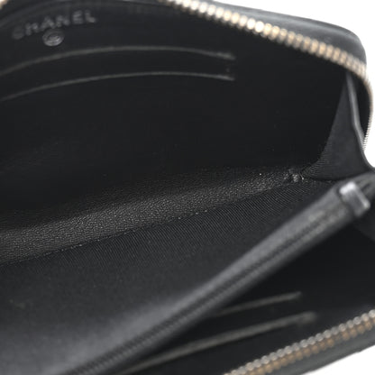 Chanel Lambskin Chevron Quilted Zip Around Wallet Black 5 of 10