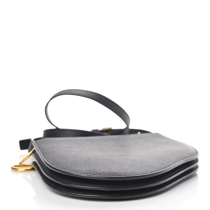 Christian Dior Grained Calfskin Saddle Pouch With Strap Black 4 of 12