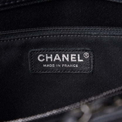Chanel Metallic Grained Calfskin Medium Woven Chain Shopping Tote Black 5 of 10