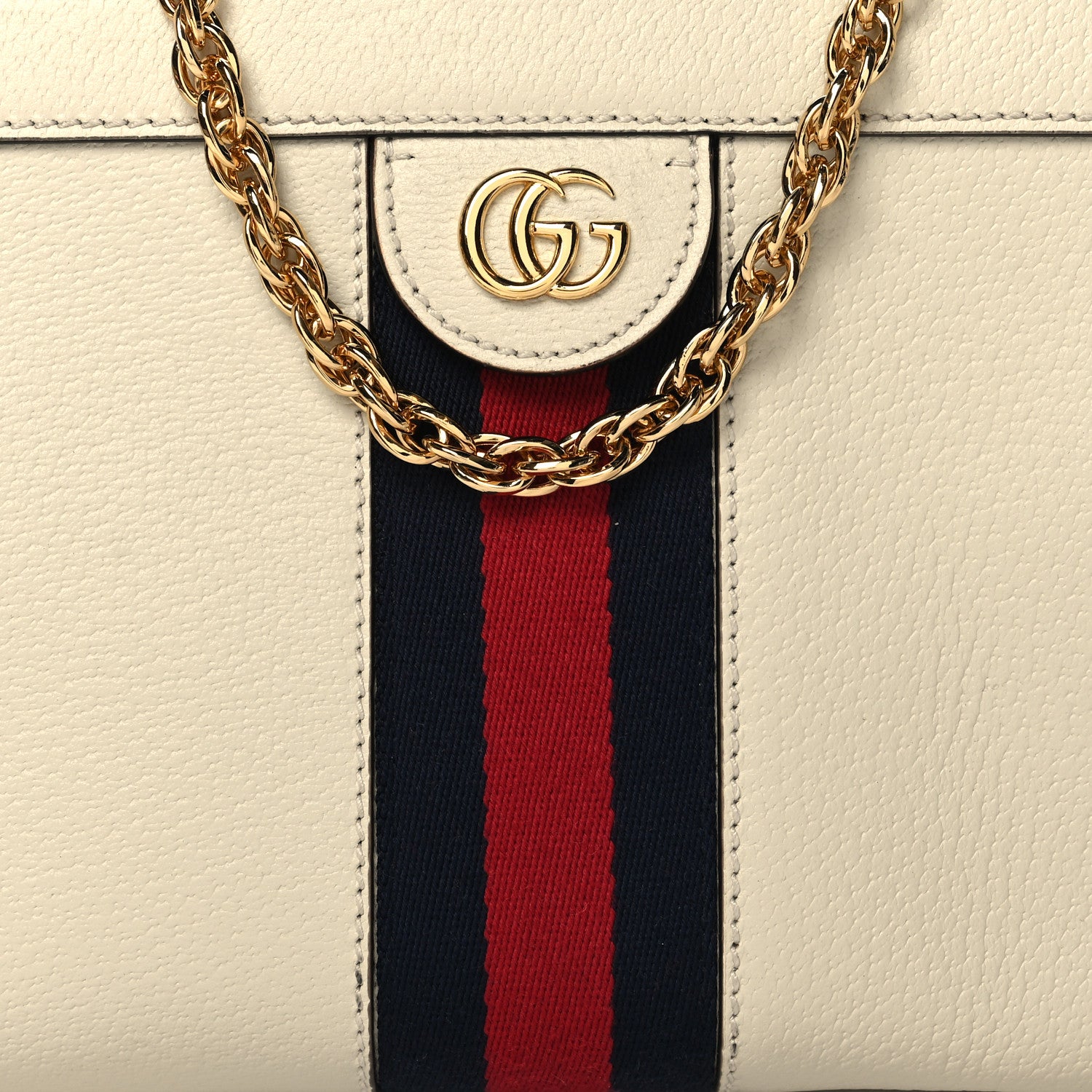 Gucci Textured Calfskin Web Small Ophidia Chain Shoulder Bag Mystic White 9 of 11