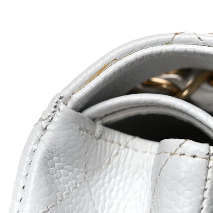 Chanel Caviar Quilted Medium Double Flap White 14 of 16