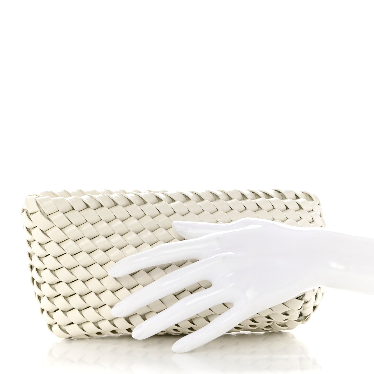 Nappa Intrecciato Slanted Clutch White