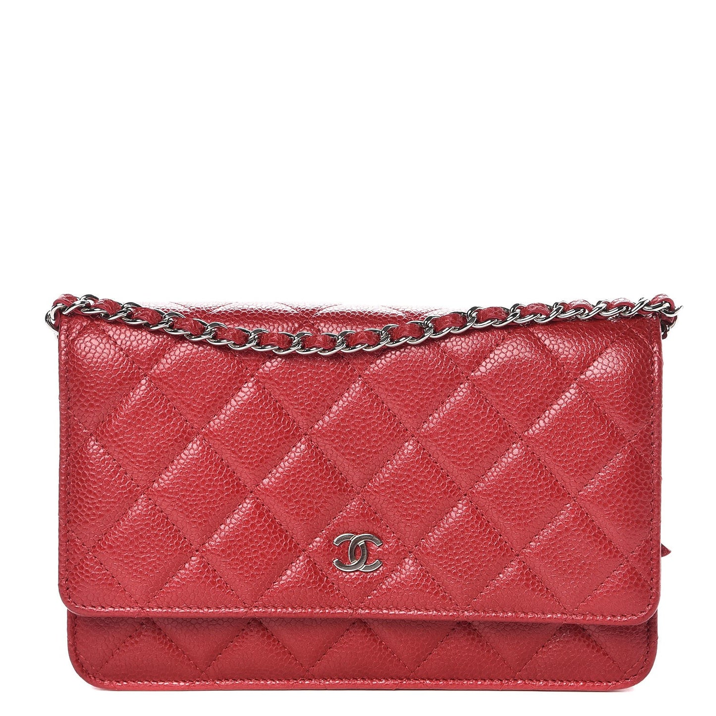 Caviar Quilted Wallet on Chain WOC Red
