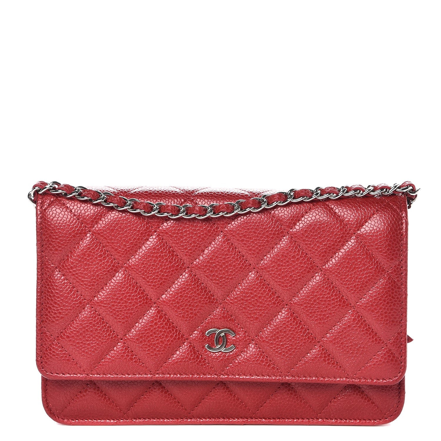 Chanel Caviar Quilted Wallet on Chain WOC Red 1 of 9