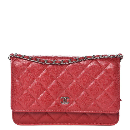 Chanel Caviar Quilted Wallet on Chain WOC Red 1 of 9