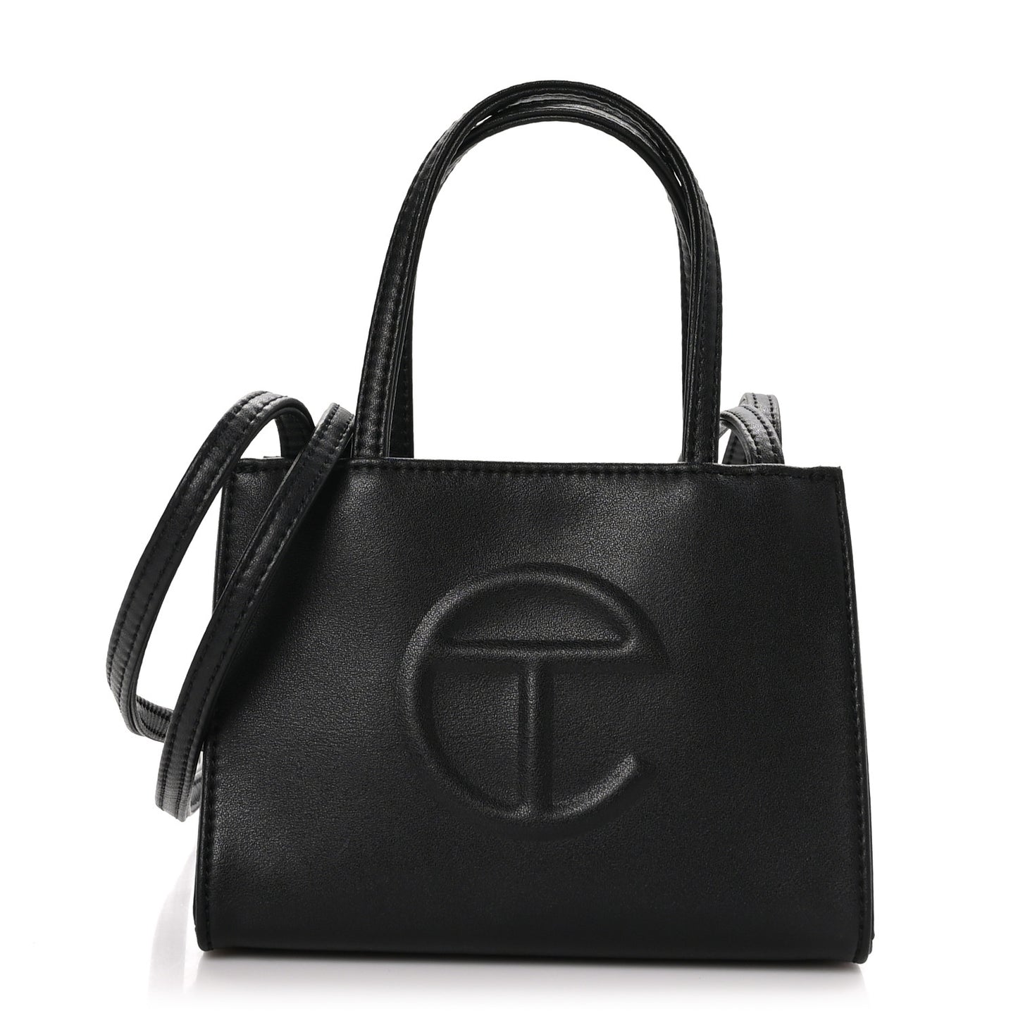 Vegan Leather Small Shopping Bag Black
