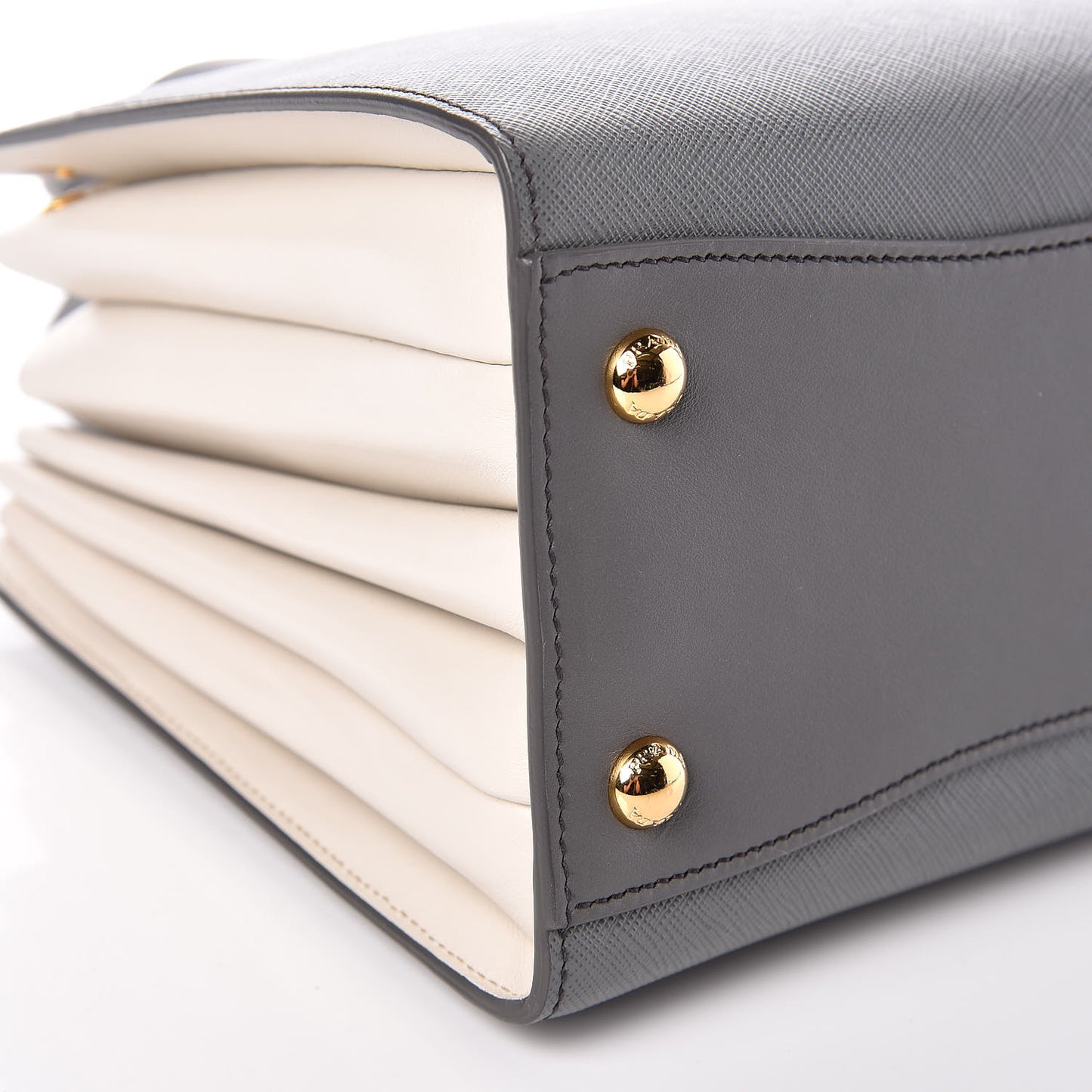Saffiano City Calfskin Small Bibliotheque Top Handle Mercurio Talco