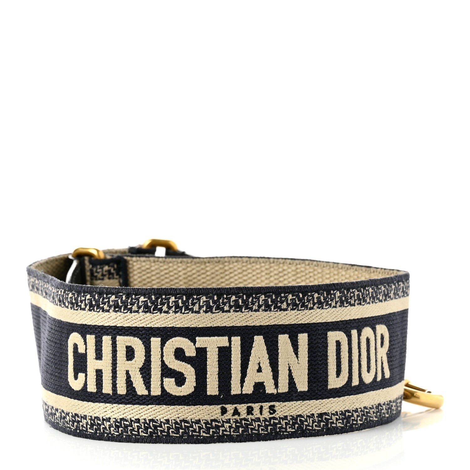 Christian Dior Canvas Embroidered Shoulder Strap Blue 2 of 4