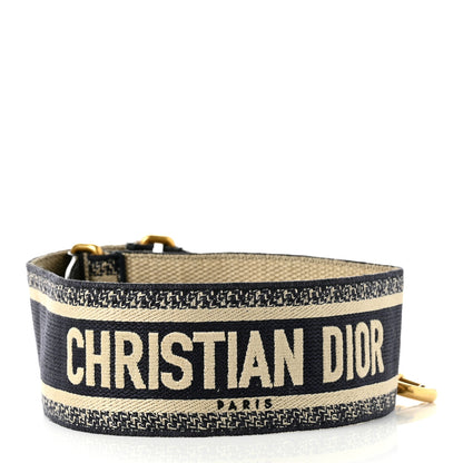 Christian Dior Canvas Embroidered Shoulder Strap Blue 2 of 4