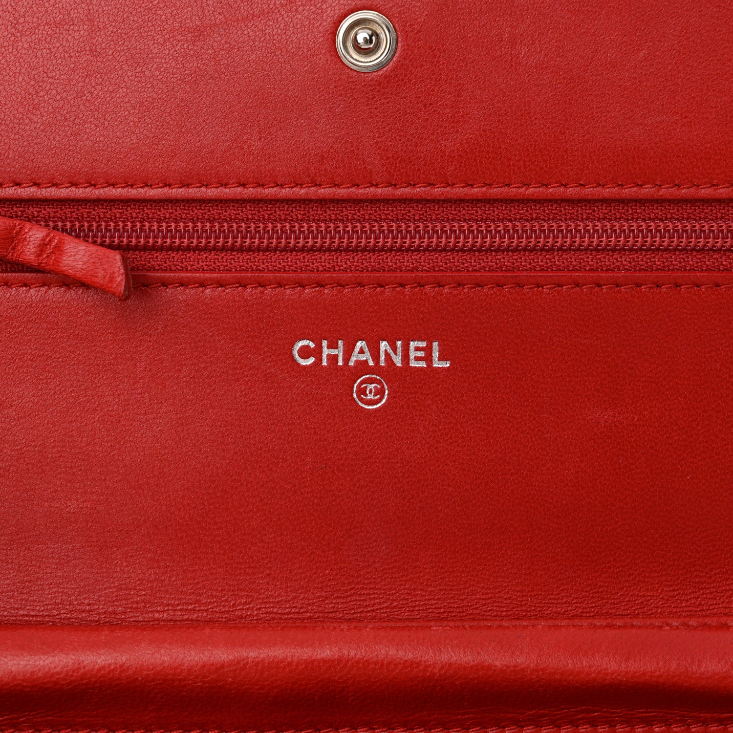 Chanel Lambskin Camellia Embossed Wallet on Chain WOC Red 6 of 20