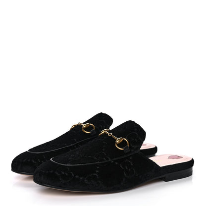 Gucci Velvet GG Monogram Womens Princetown Slippers 37 Black 3 of 9