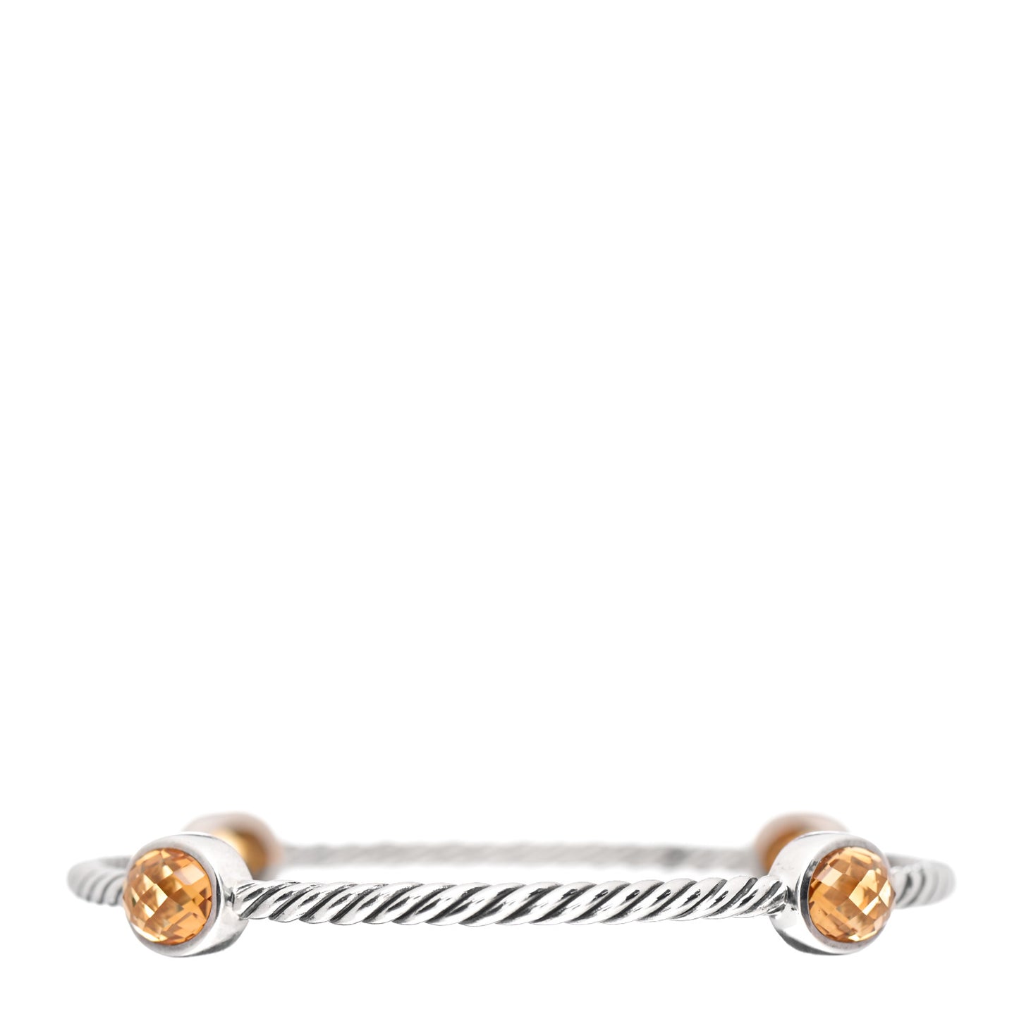 Sterling Silver Citrine 3mm 4 Station Bangle Bracelet