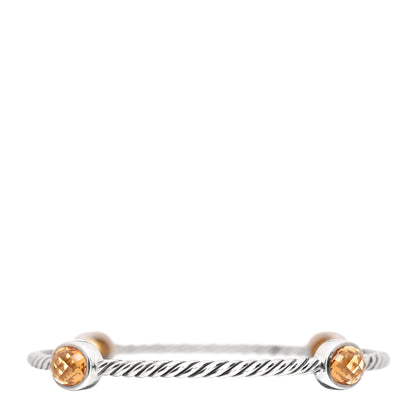 David Yurman Sterling Silver Citrine 3mm 4 Station Bangle Bracelet 1 of 4