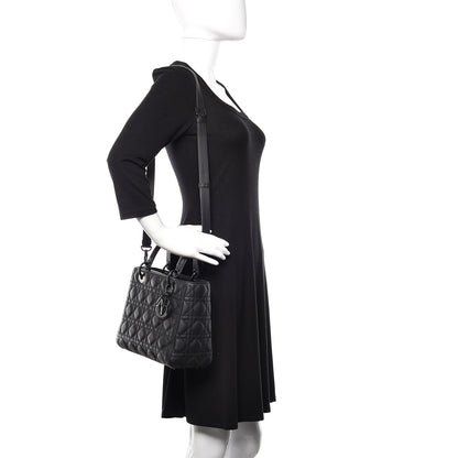 Christian Dior Ultra Matte Calfskin Cannage Medium Lady Dior Black 2 of 10