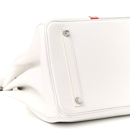 Hermes Taurillon Clemence Lizard Club Birkin 35 Blanc Gris Perle Sanguine 12 of 13