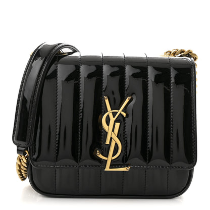 Saint Laurent Patent Calfskin Matelasse Monogram Small Vicky Chain Bag Black 1 of 9