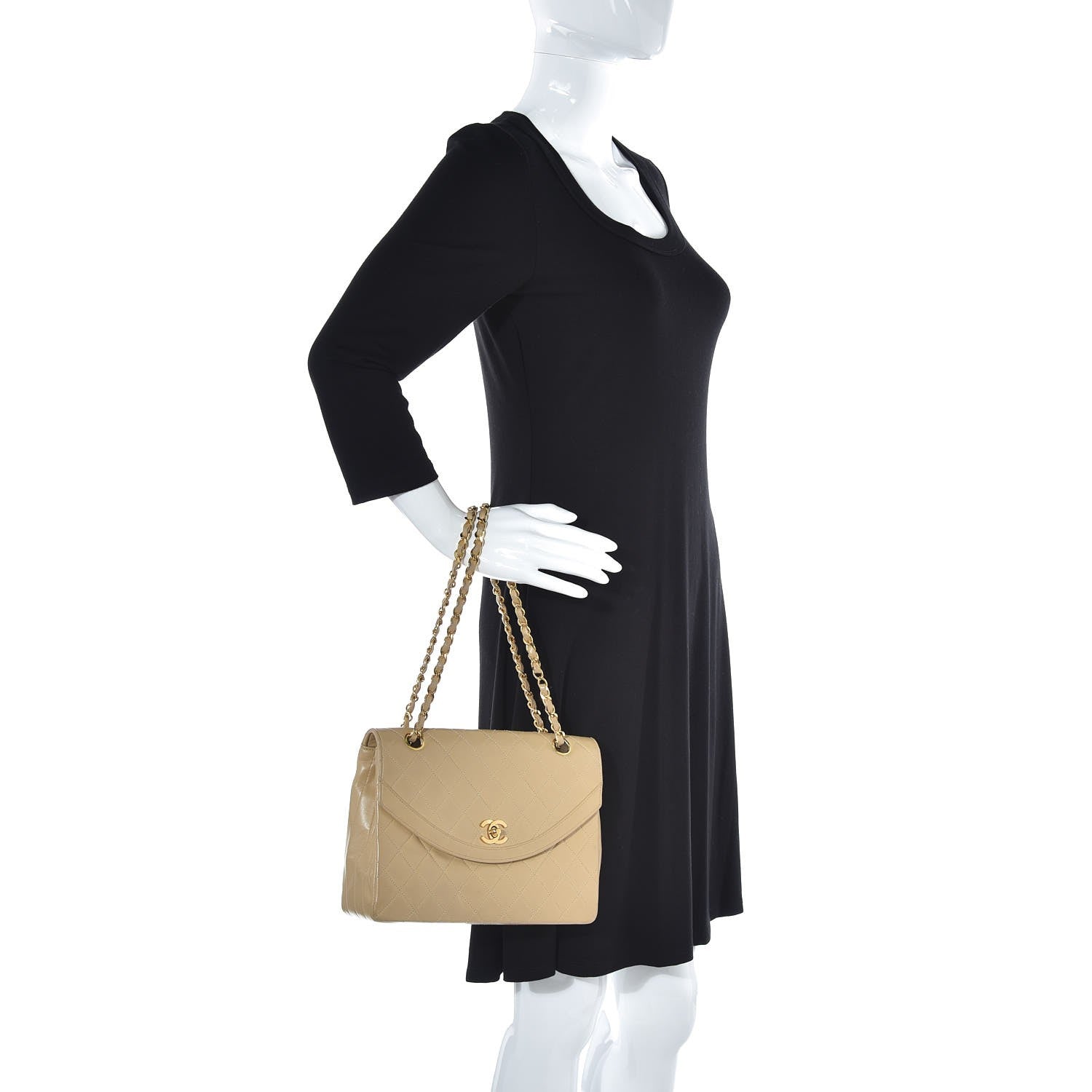 Chanel Lambskin Quilted Medium Single Flap Beige 2 of 19