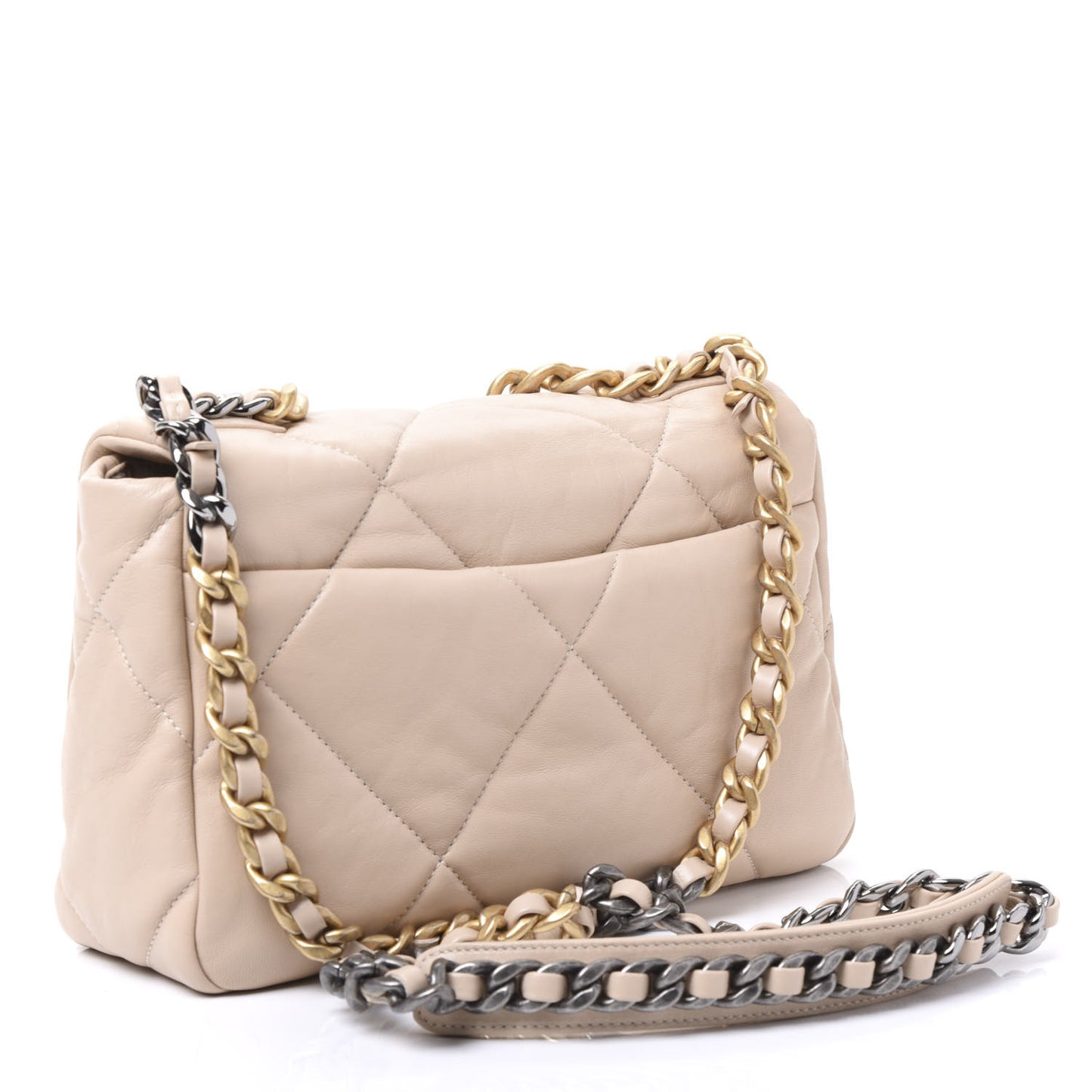 Lambskin Quilted Medium 19 Flap Beige