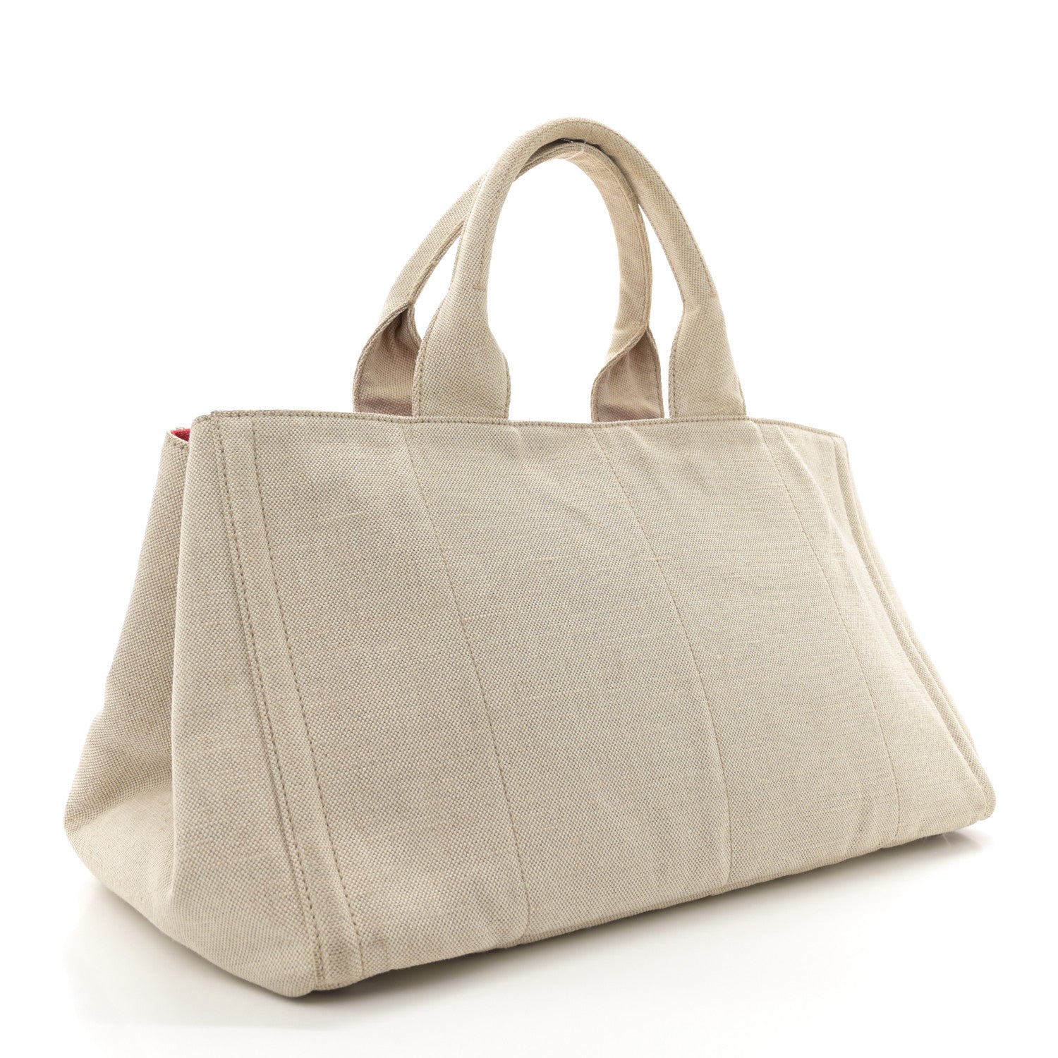 Prada Mistolino Canapa Large Tote Naturale Rosso 3 of 15