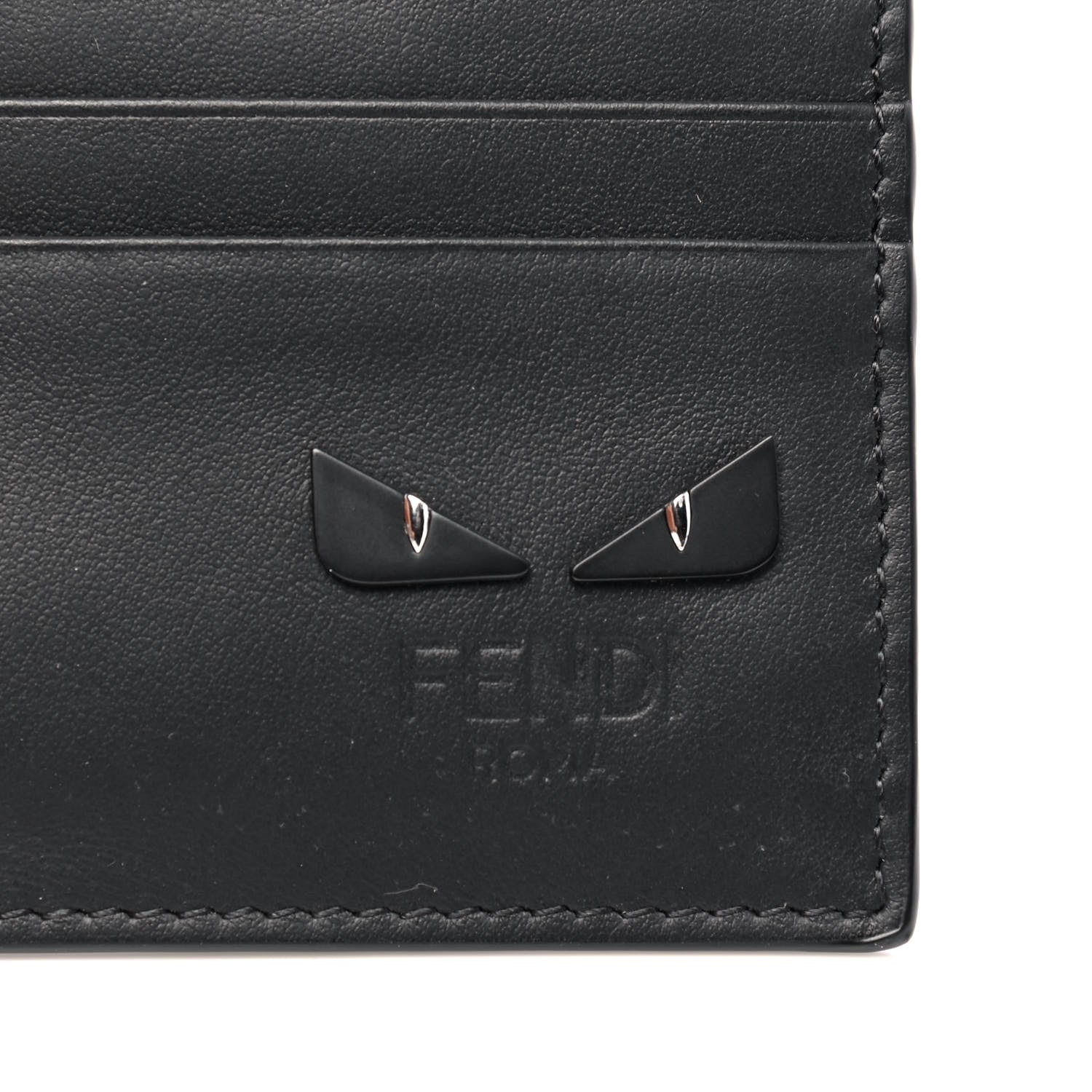 Fendi Vitello Century Mini Bug Eyes Card Holder Black 5 of 5
