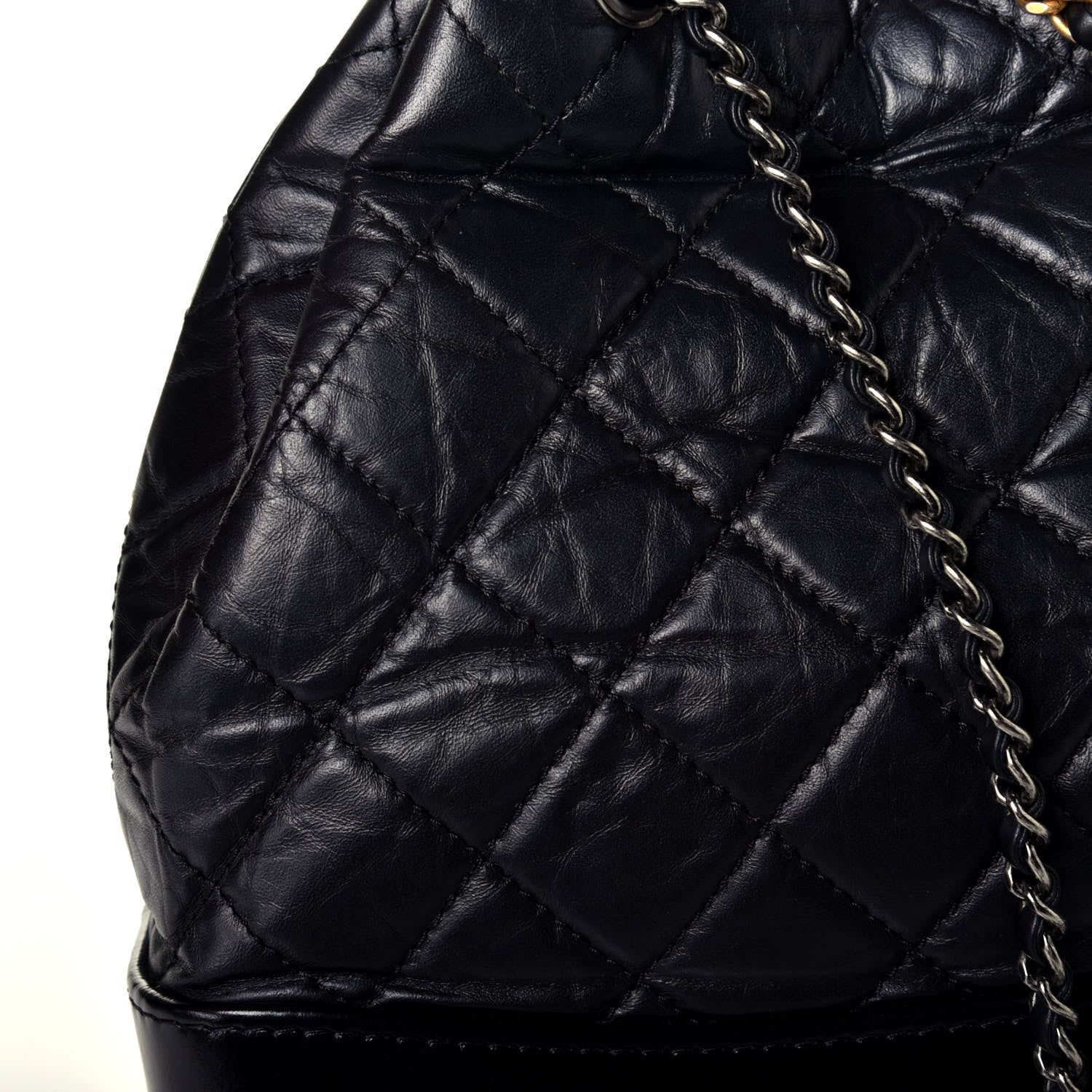 Chanel Aged Calfskin Quilted Small Gabrielle Backpack Black 10 of 12
