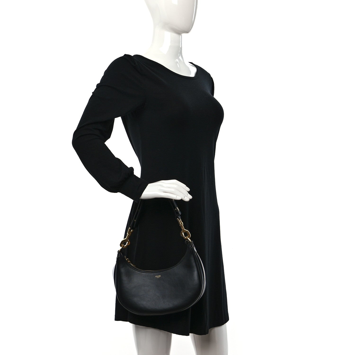 Celine Smooth Calfskin Medium Strap Ava Shoulder Bag Black 2 of 9