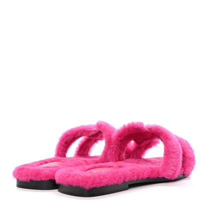 Hermes Woolskin Oran Sandals 37 Rose Fuchsia 3 of 4
