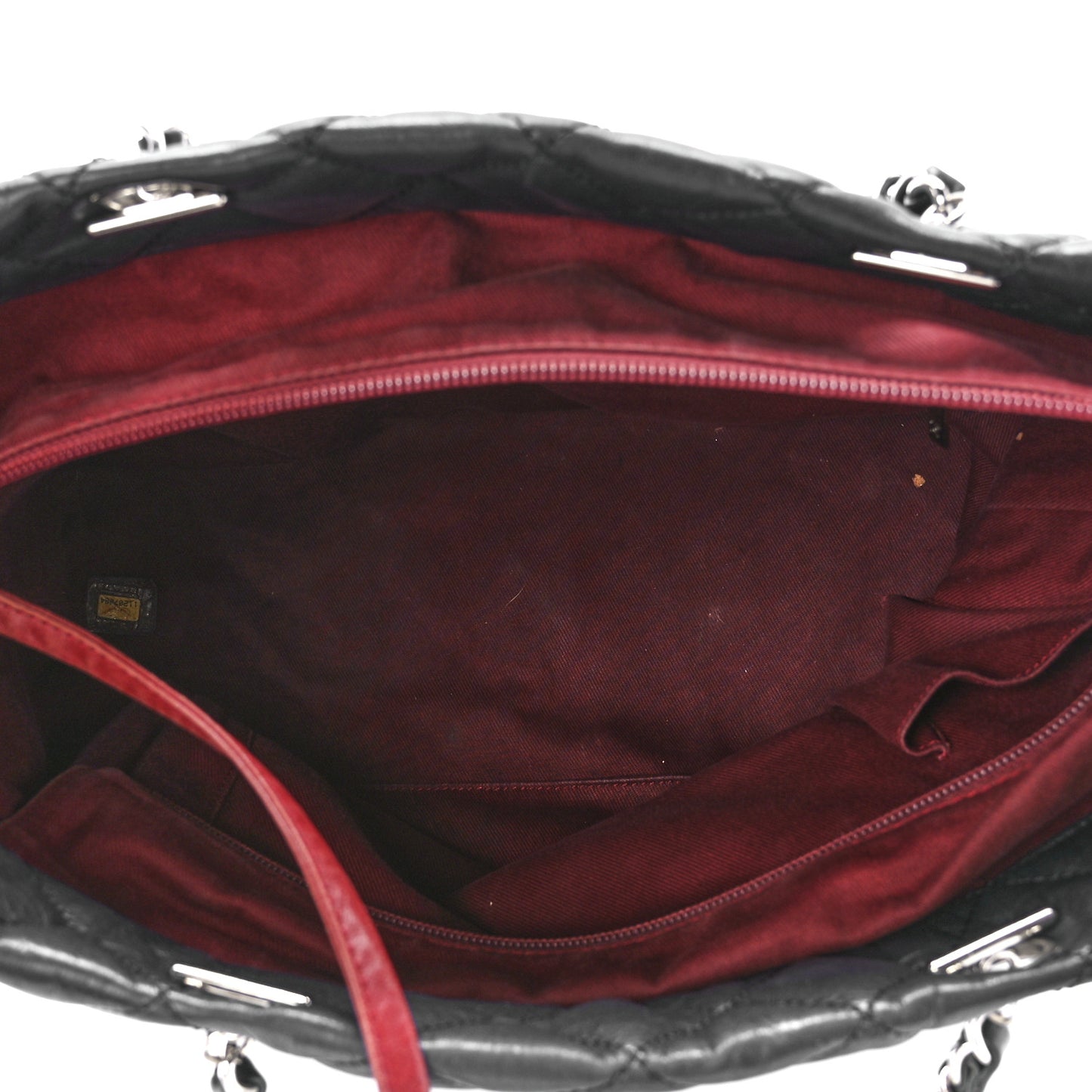 Aged Calfskin Quilted Large Cotton Club Tote Black