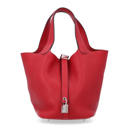 Hermes Taurillon Clemence Picotin Lock 18 PM Rouge Casaque 1 of 9