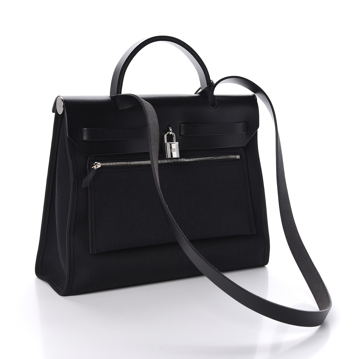 Hermes Military Toile Vache Hunter Herbag Zip PM 31 Black 4 of 10