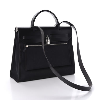 Hermes Military Toile Vache Hunter Herbag Zip PM 31 Black 4 of 10