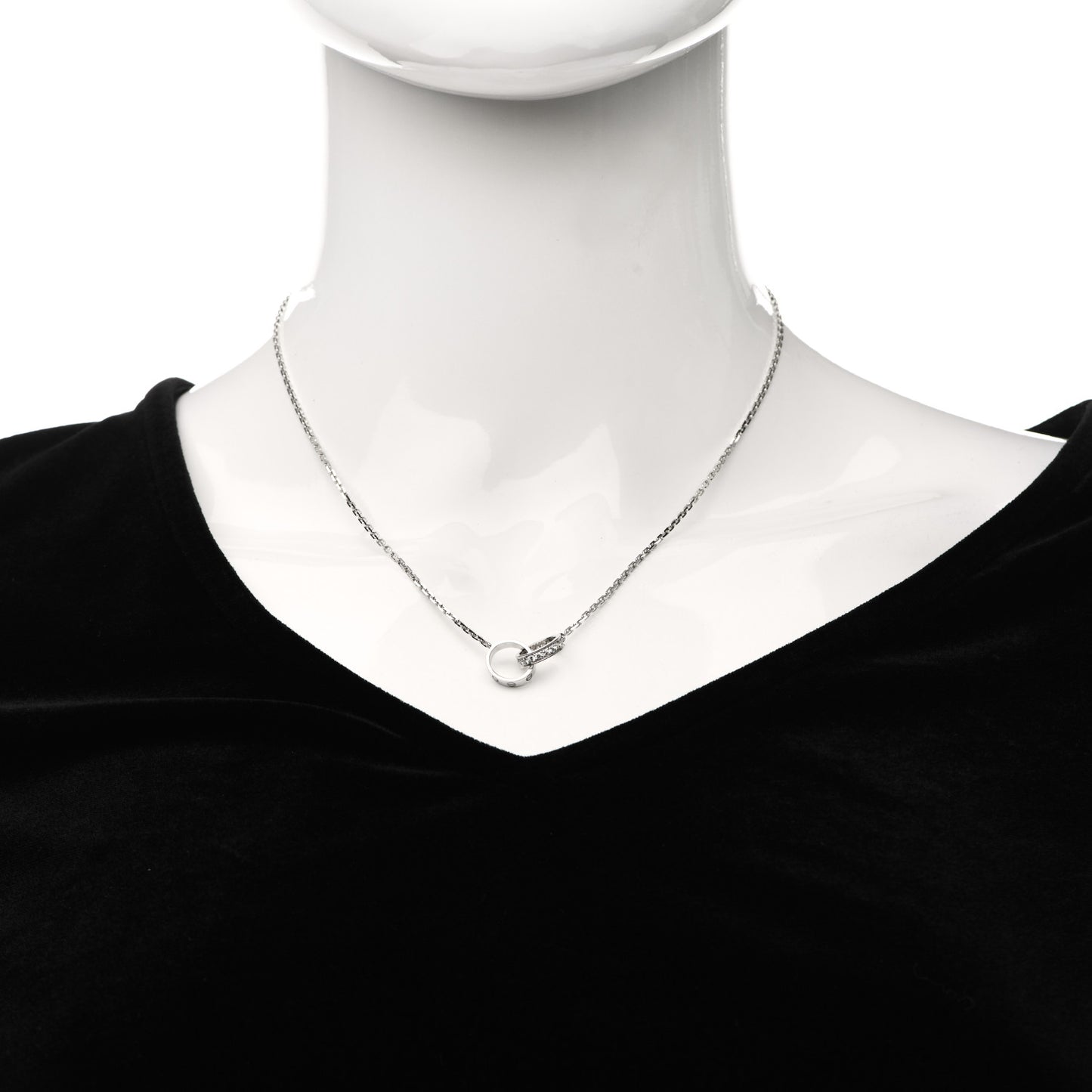 18K White Gold Diamond Interlocking LOVE Necklace