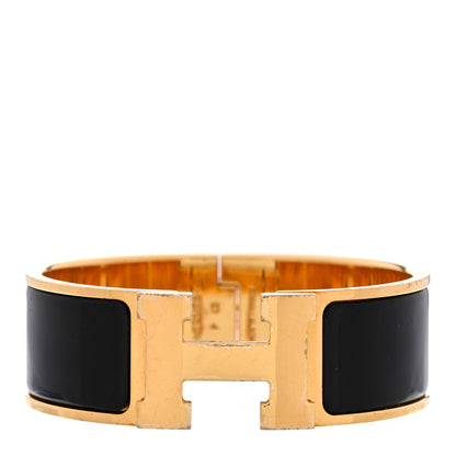 Hermes Enamel Wide Clic Clac H Bracelet GM Black 1 of 4