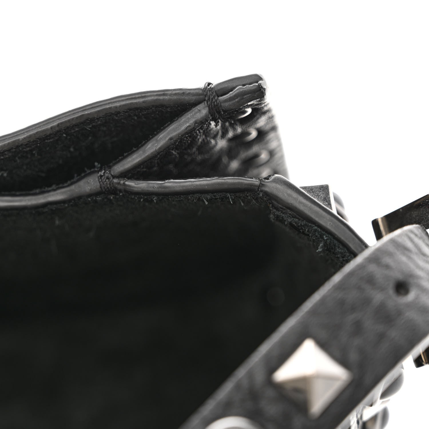 Valentino Garavani Pebbled Calfskin Rockstud Rolling Flip Lock Crossbody Bag Black 12 of 13